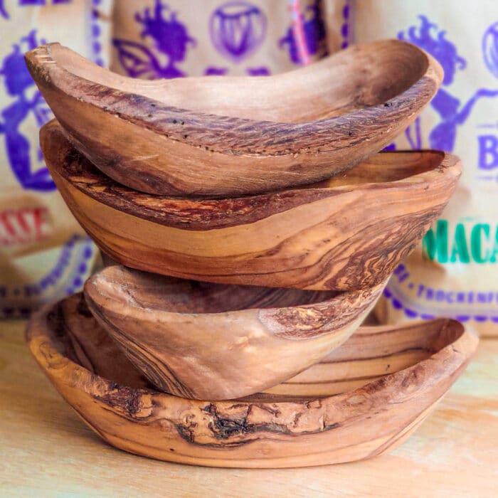 Olive wood bowls rustic